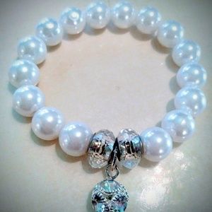 White Pearls Bracelet with Charm